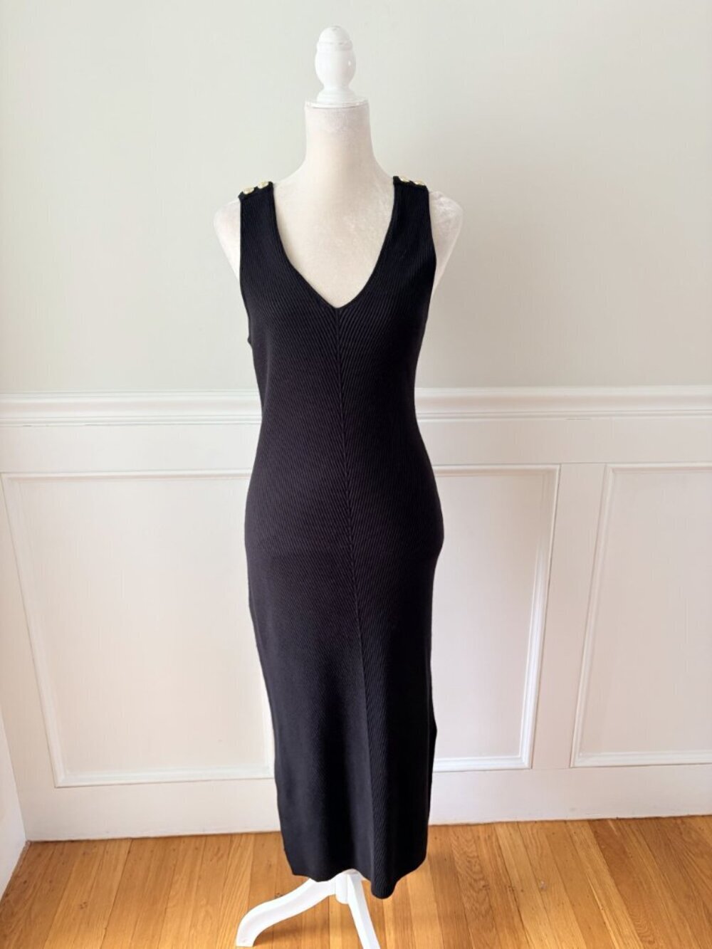 Holland Cooper Kensington Sleeveless Knit Dress Black Gold Hardware L - Picture 3 of 7